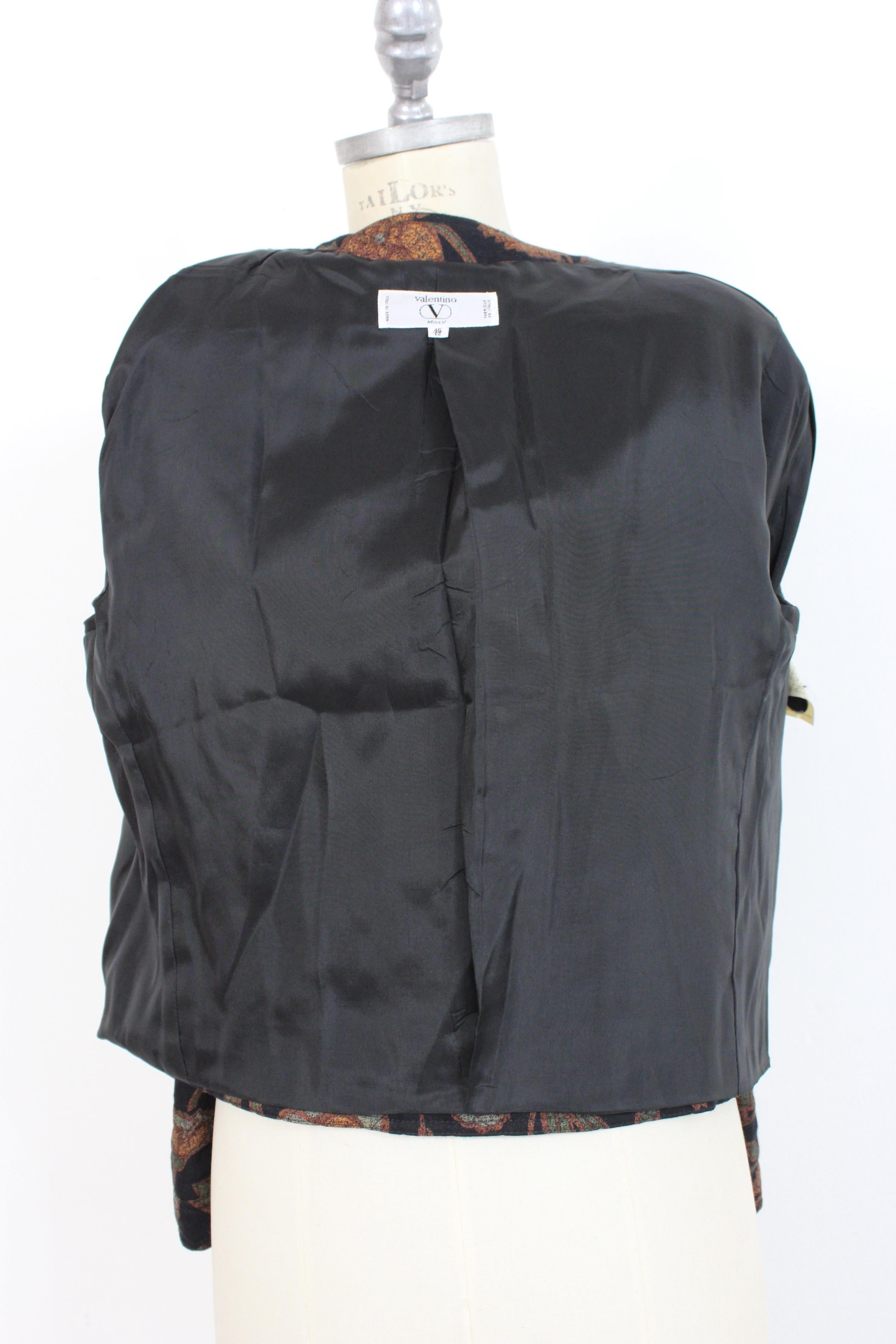 Valentino Black Brown Wool Floral Quilt Jacket 3
