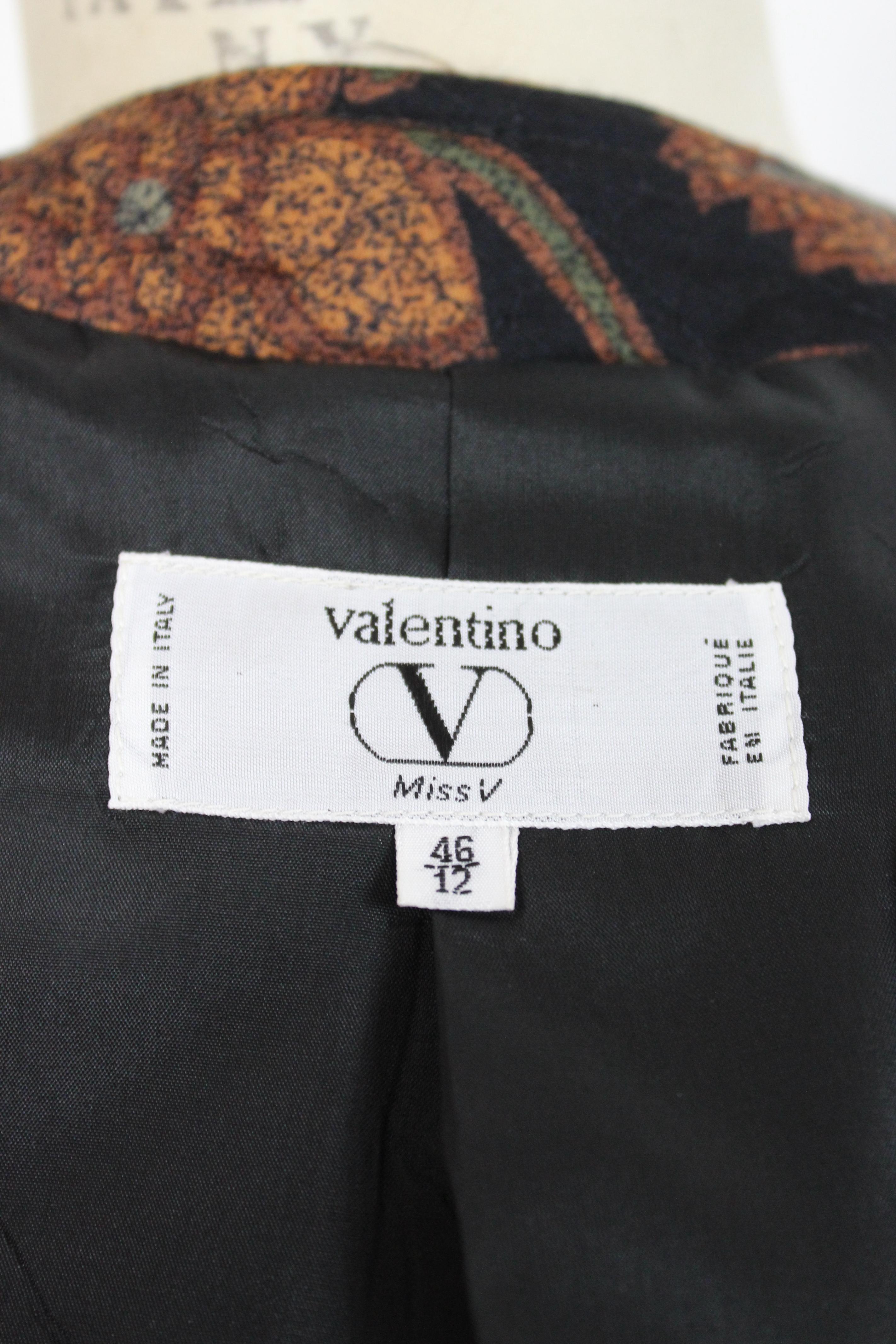 Valentino Black Brown Wool Floral Quilt Jacket 4