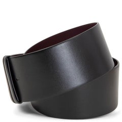 VALENTINO black & burgundy leather VLOGO Waist Belt 85