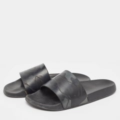 Valentino Black Camo Print Rubber Pool Slides Size 44