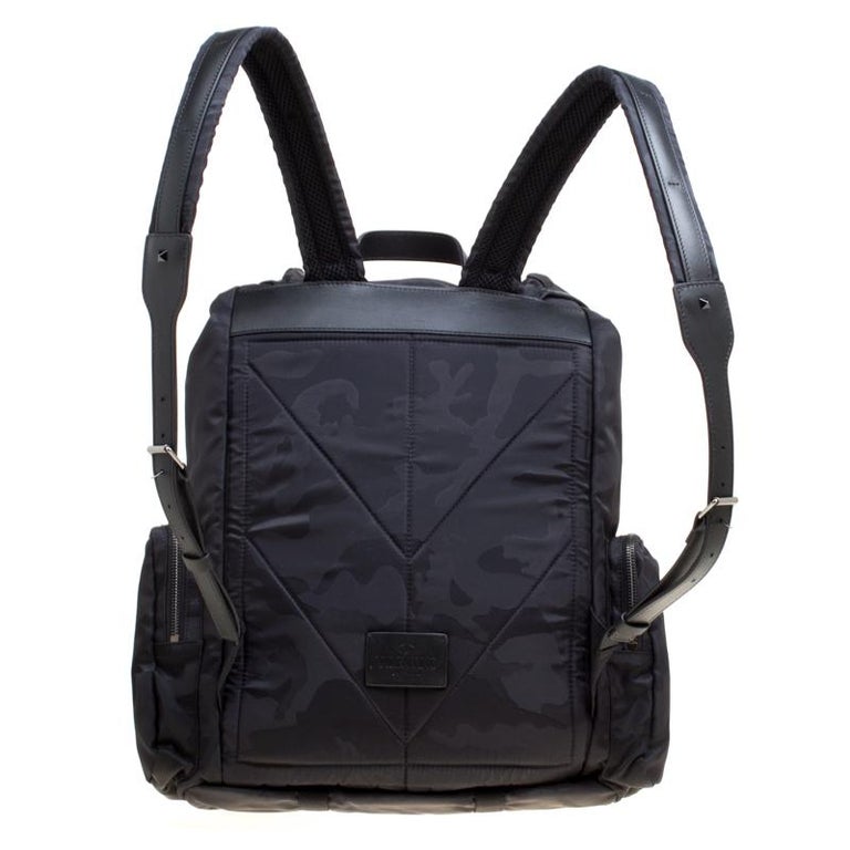 Valentino Black Camouflage Nylon Backpack For Sale at 1stDibs