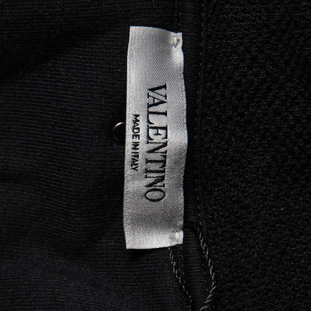 Valentino Black Camouflage Print Cotton Zip Up Hooded Sweatshirt L For Sale 2