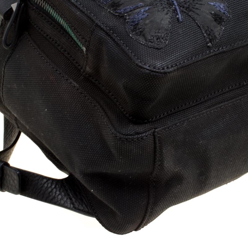 Valentino Black Canvas Embroidered Butterfly Backpack 5