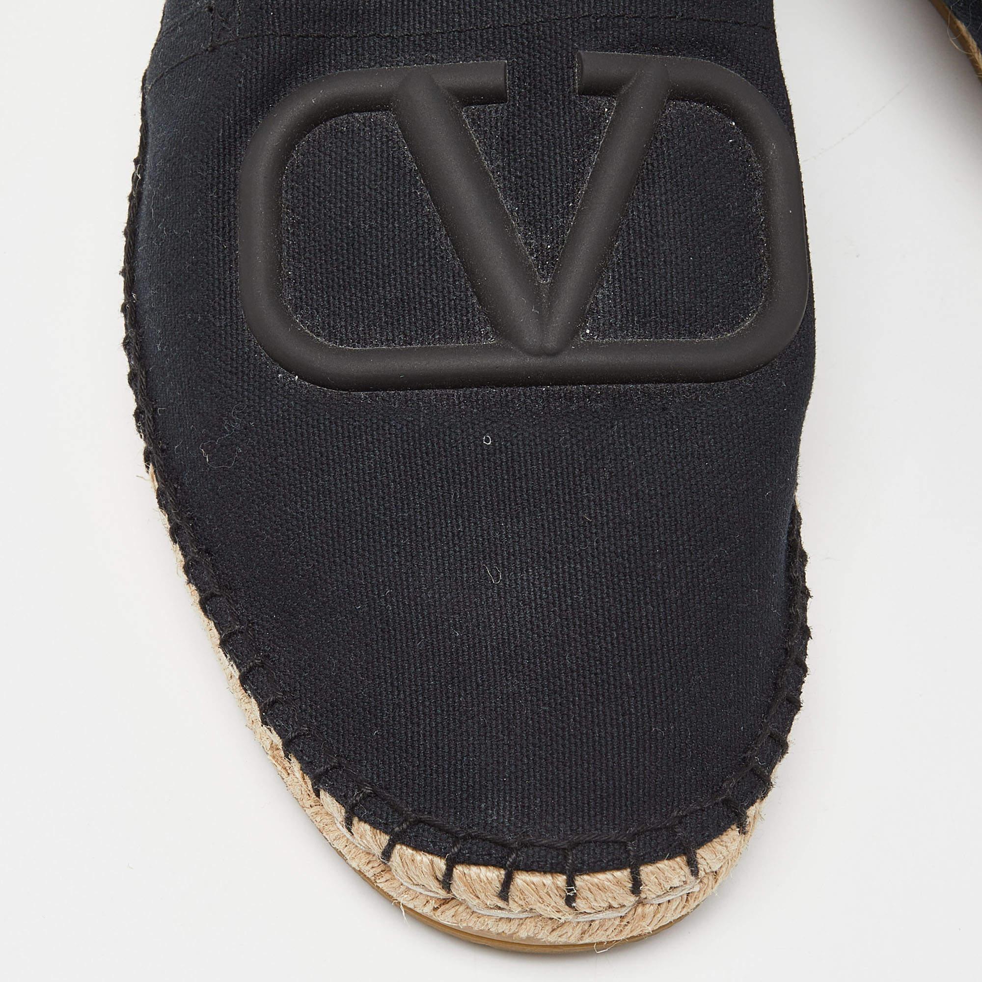Valentino Black Canvas VLogo Slip On Espadrilles Loafers Size 42 1