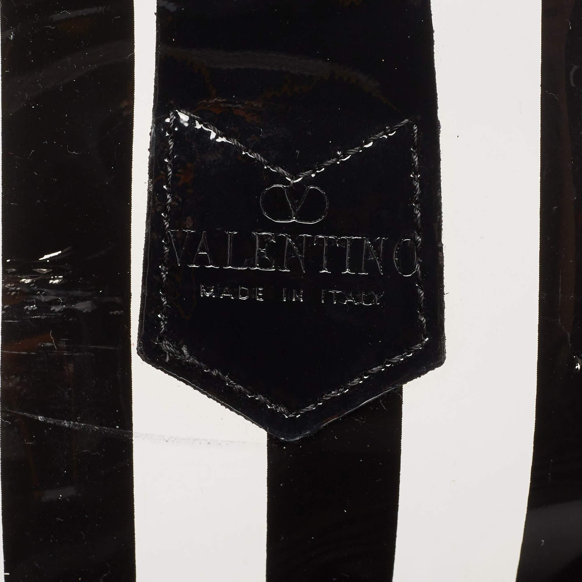 Valentino Black/Clear PVC and Patent Leather Striped Tote 4