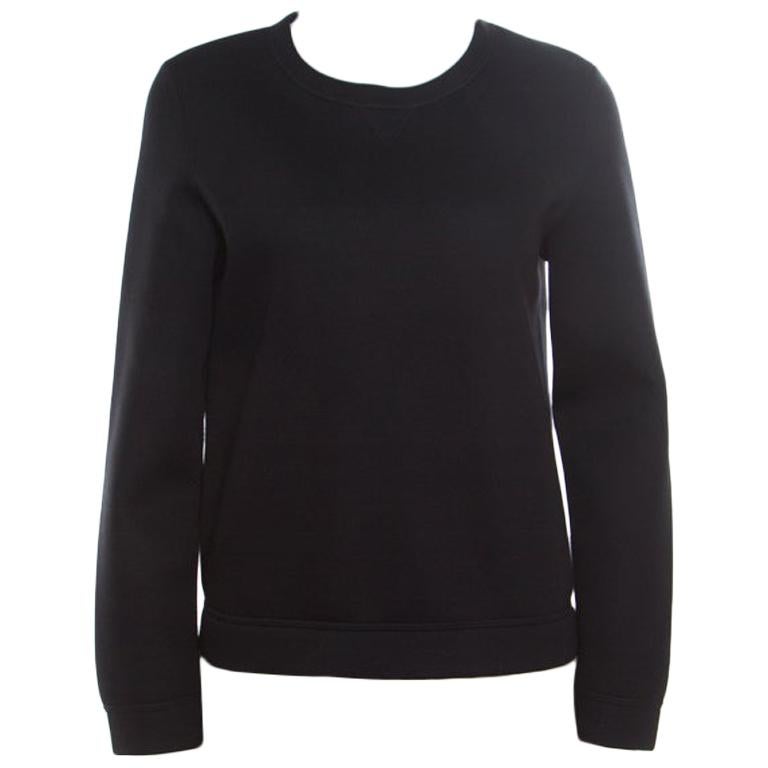 Valentino Schwarzes Kontrast-Pullovershirt mit ausgestelltem Saum S