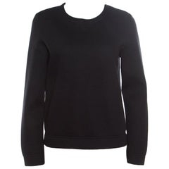 Valentino - Sweat-shirt noir à ourlet évasé et contrasté, taille S