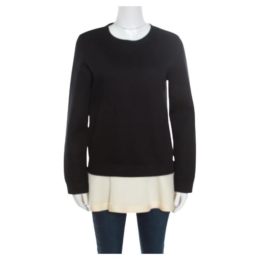 Valentino Black Sweatshirt à ourlet évasé contrasté S