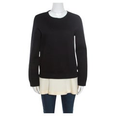 Valentino Black Contrast Flared Hem Detail Sweatshirt S