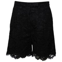 Valentino Black Corded Floral Lace Shorts M