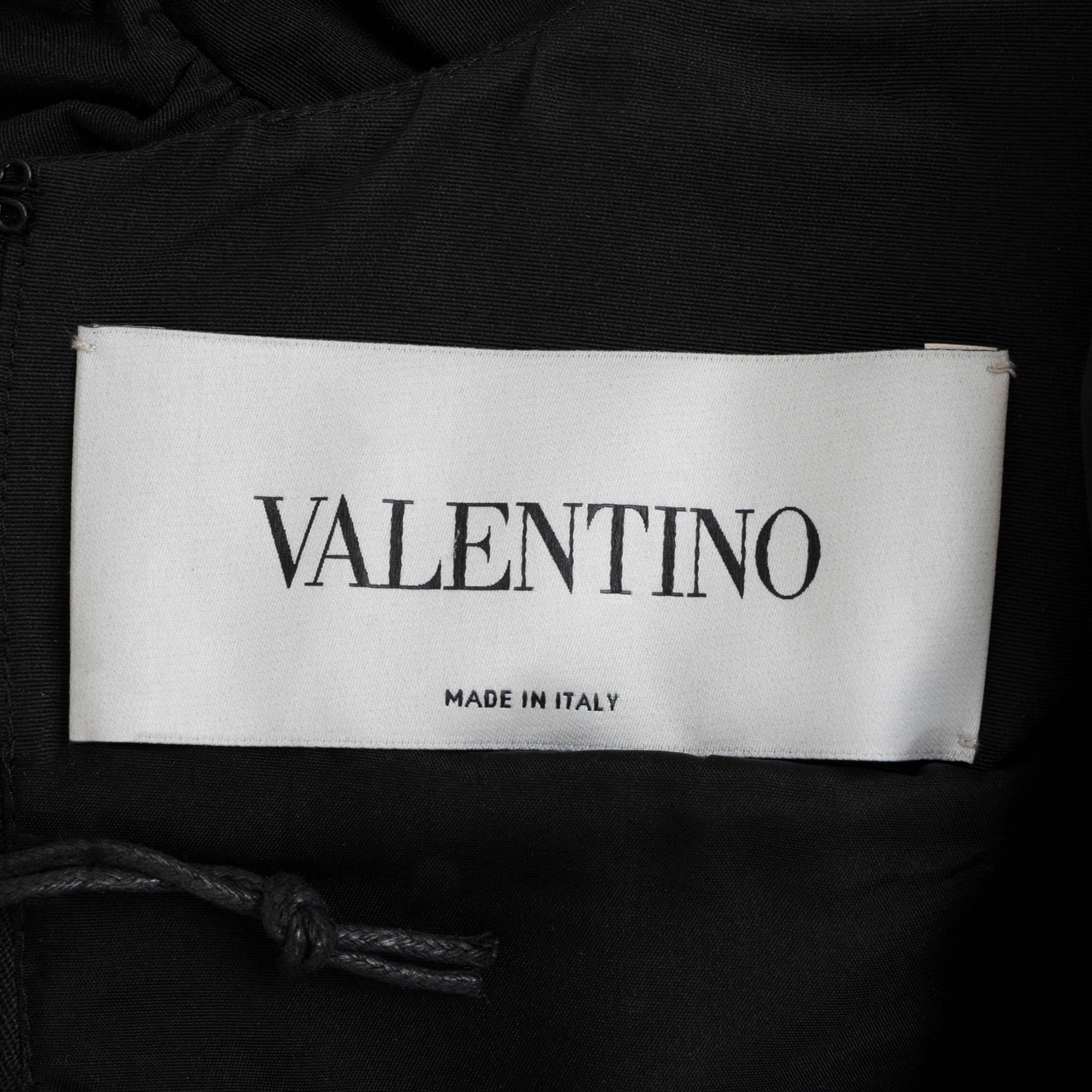 VALENTINO algodón negro 2020 FLORAL BORDADO PUFF SLEEVE Vestido 40 S en venta 1