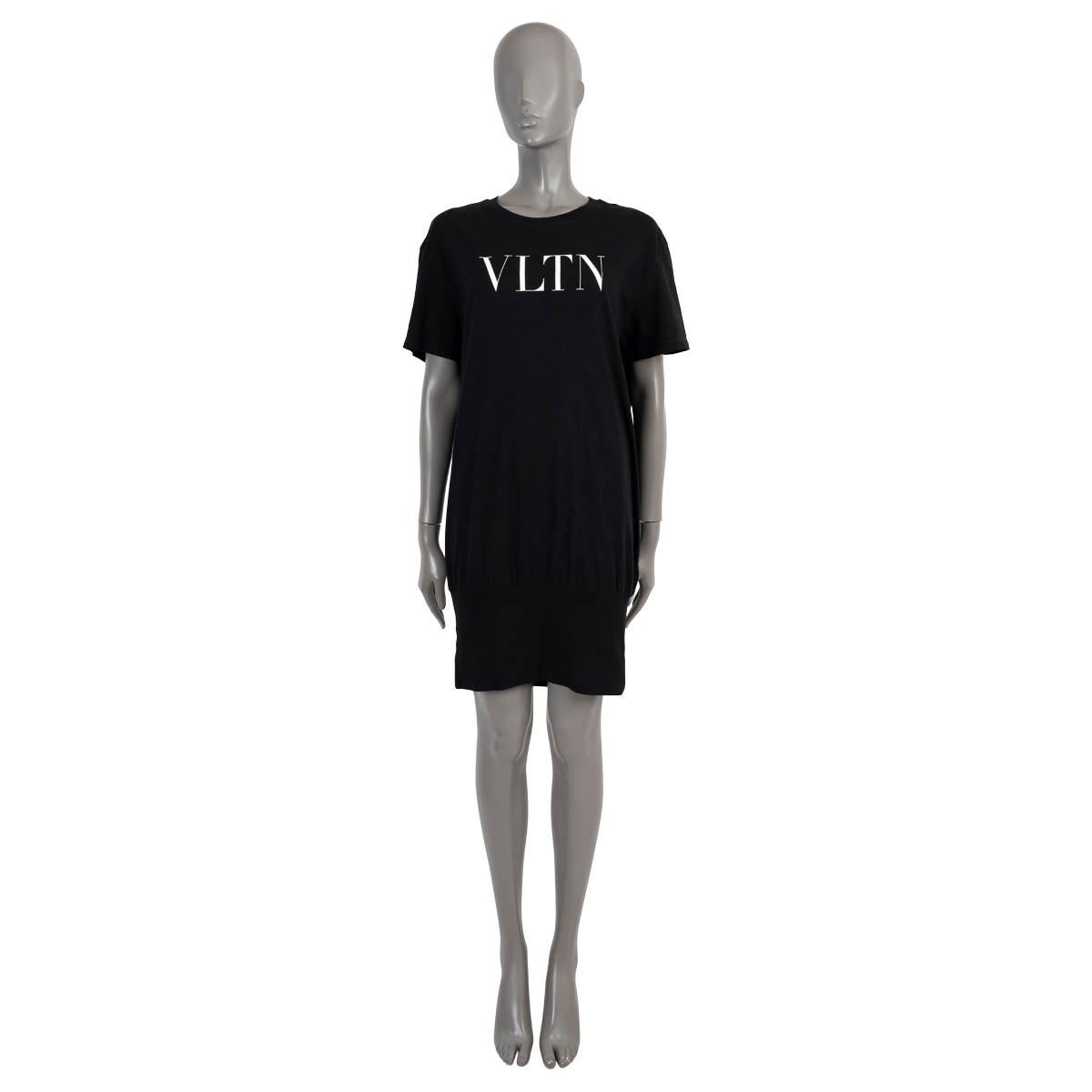 Women's VALENTINO black cotton 2021 VLTN LOGO T-SHIRT Dress M For Sale