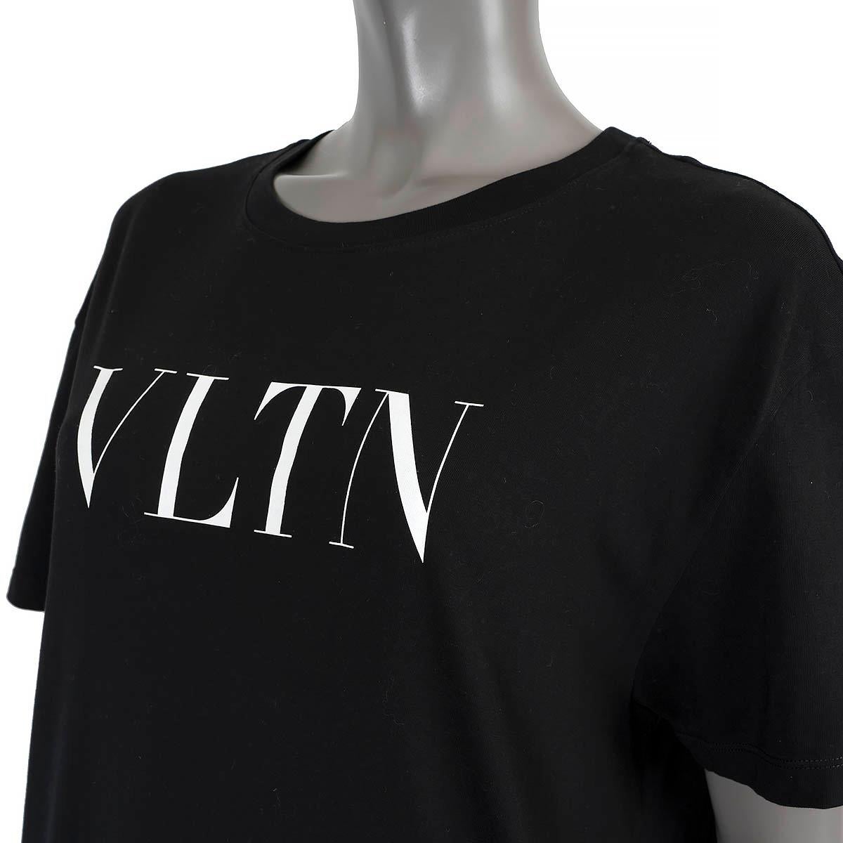 VALENTINO black cotton 2021 VLTN LOGO T-SHIRT Dress M For Sale 1
