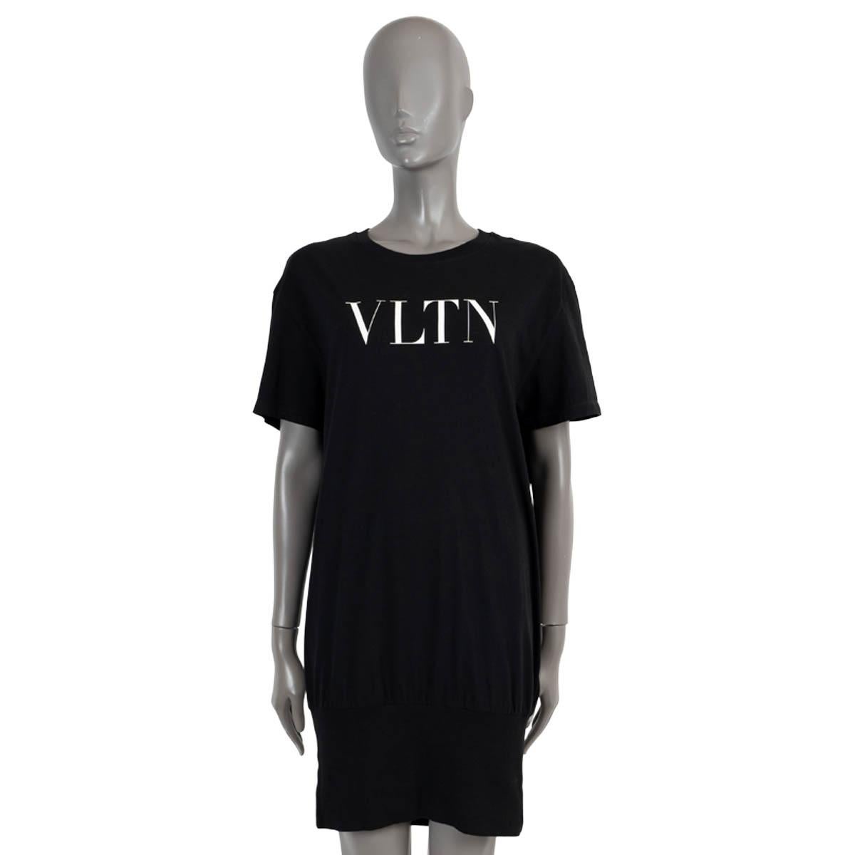 VALENTINO black cotton 2021 VLTN LOGO T-SHIRT Dress M For Sale