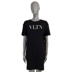 VALENTINO black cotton 2021 VLTN LOGO T-SHIRT Dress M