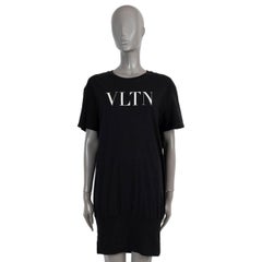 VALENTINO Schwarzes Baumwollkleid 2021 VLTN LOGO T-SHIRT Kleid M