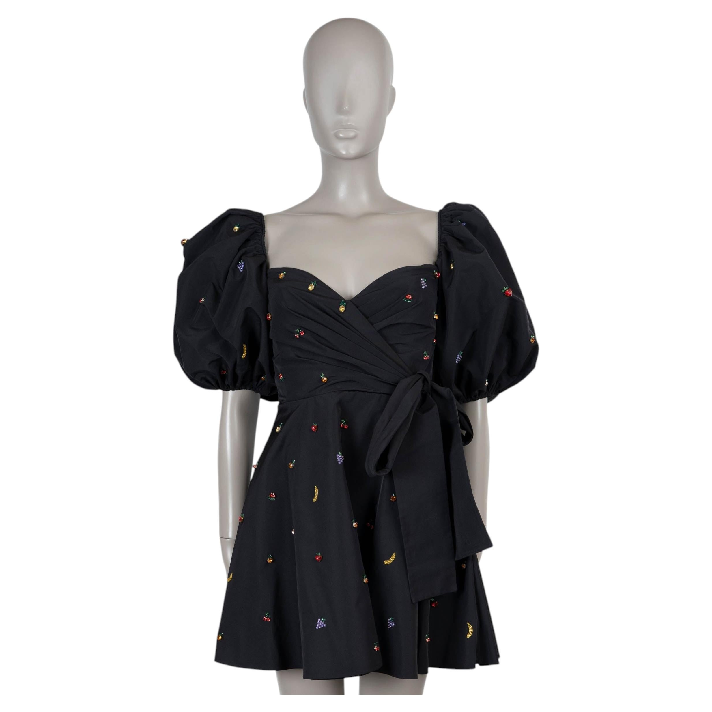 Robe Valentino « CRYSTAL FRUIT MINI » en coton noir, collection 2022, taille XS en vente