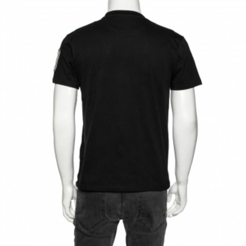Camiseta de manga corta Valentino de algodón negro con logotipo de béisbol apliques S Negro en venta