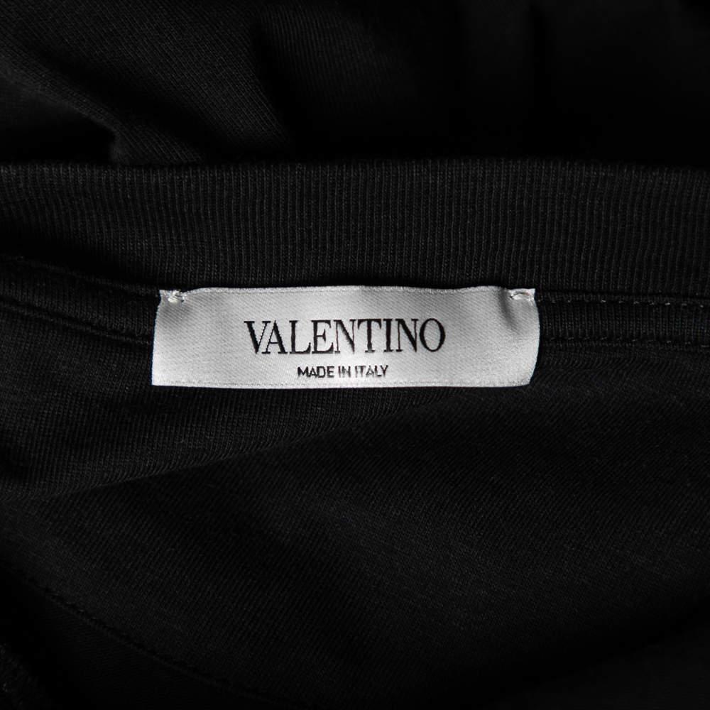 Valentino Black Cotton Baseball Logo Appliqued Short Sleeve T-Shirt S In Good Condition For Sale In Dubai, Al Qouz 2