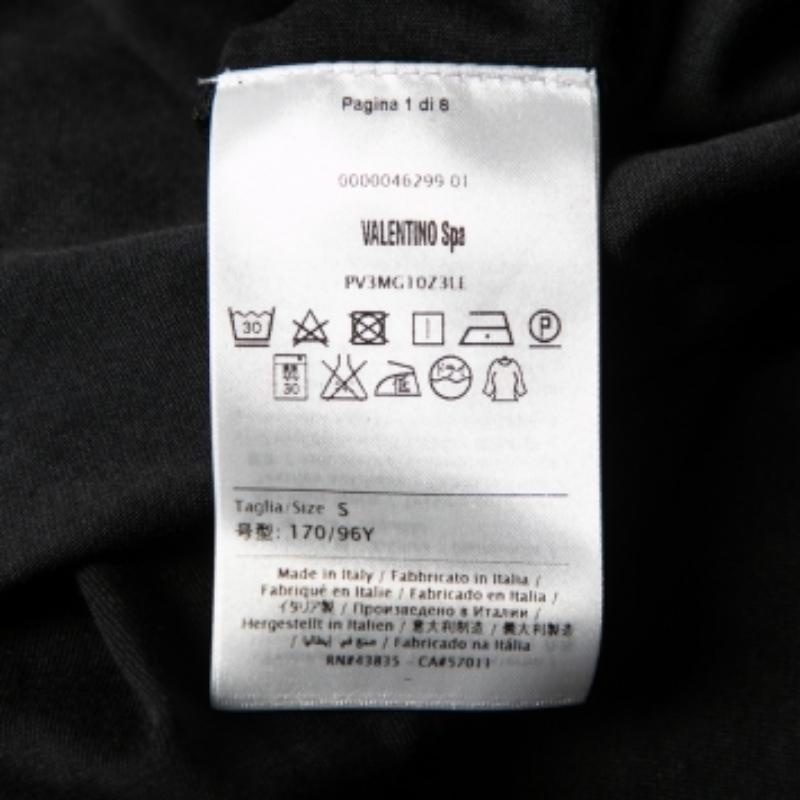 Camiseta de manga corta Valentino de algodón negro con logotipo de béisbol apliques S en venta 2