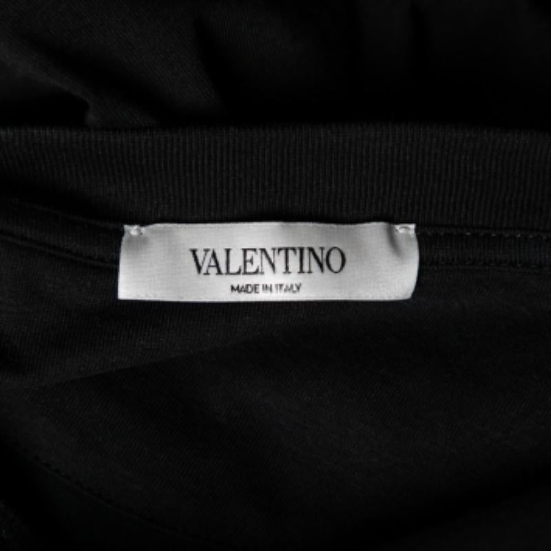 Camiseta de manga corta Valentino de algodón negro con logotipo de béisbol apliques S en venta 3
