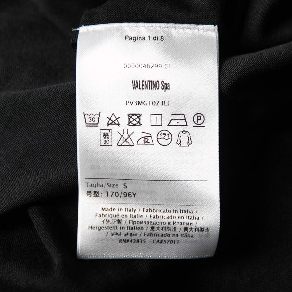 Valentino Black Cotton Baseball Logo Appliqued Short Sleeve T-Shirt S For Sale 3