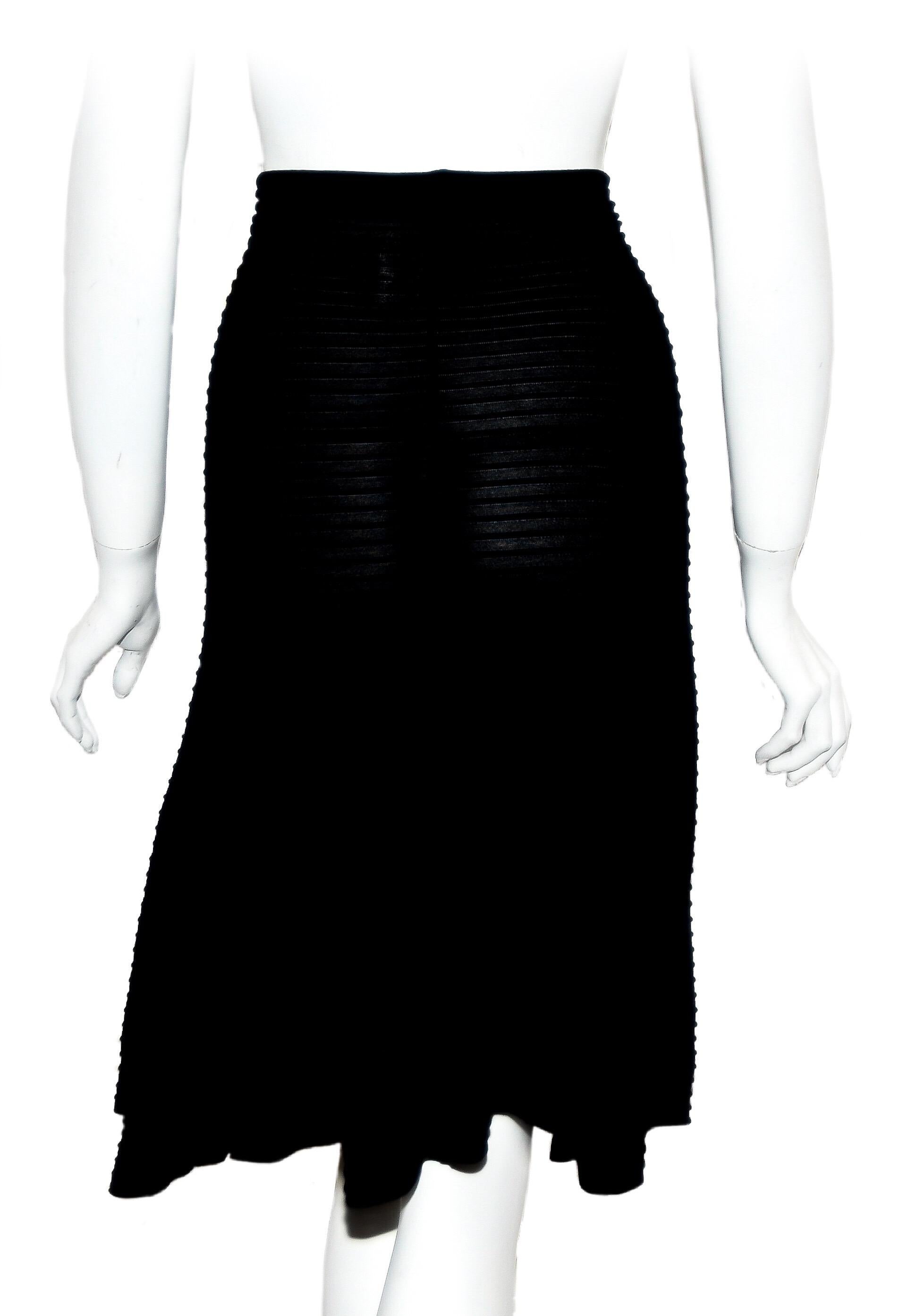 Valentino Black Cotton Blend Knit Skirt In Excellent Condition In Palm Beach, FL