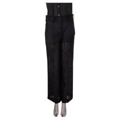 VALENTINO black cotton BRODERIE ANGLAISE WIDE LEG Pants 40 S