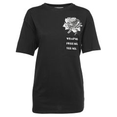 Valentino Black Cotton Embroidered Crew Neck T-Shirt L