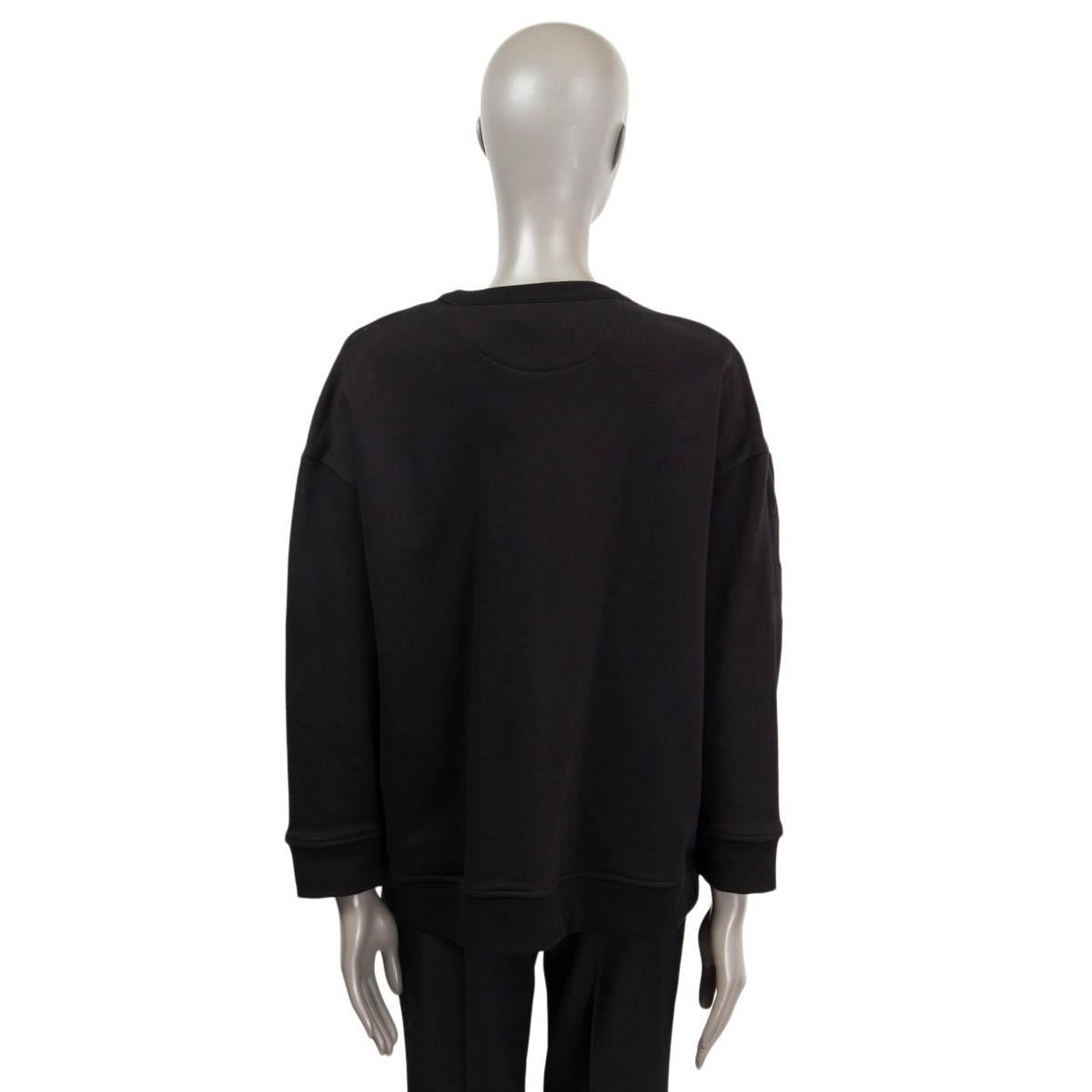 Women's VALENTINO black cotton LASER CUT OVERSIZED Crewneck Sweater XS For Sale