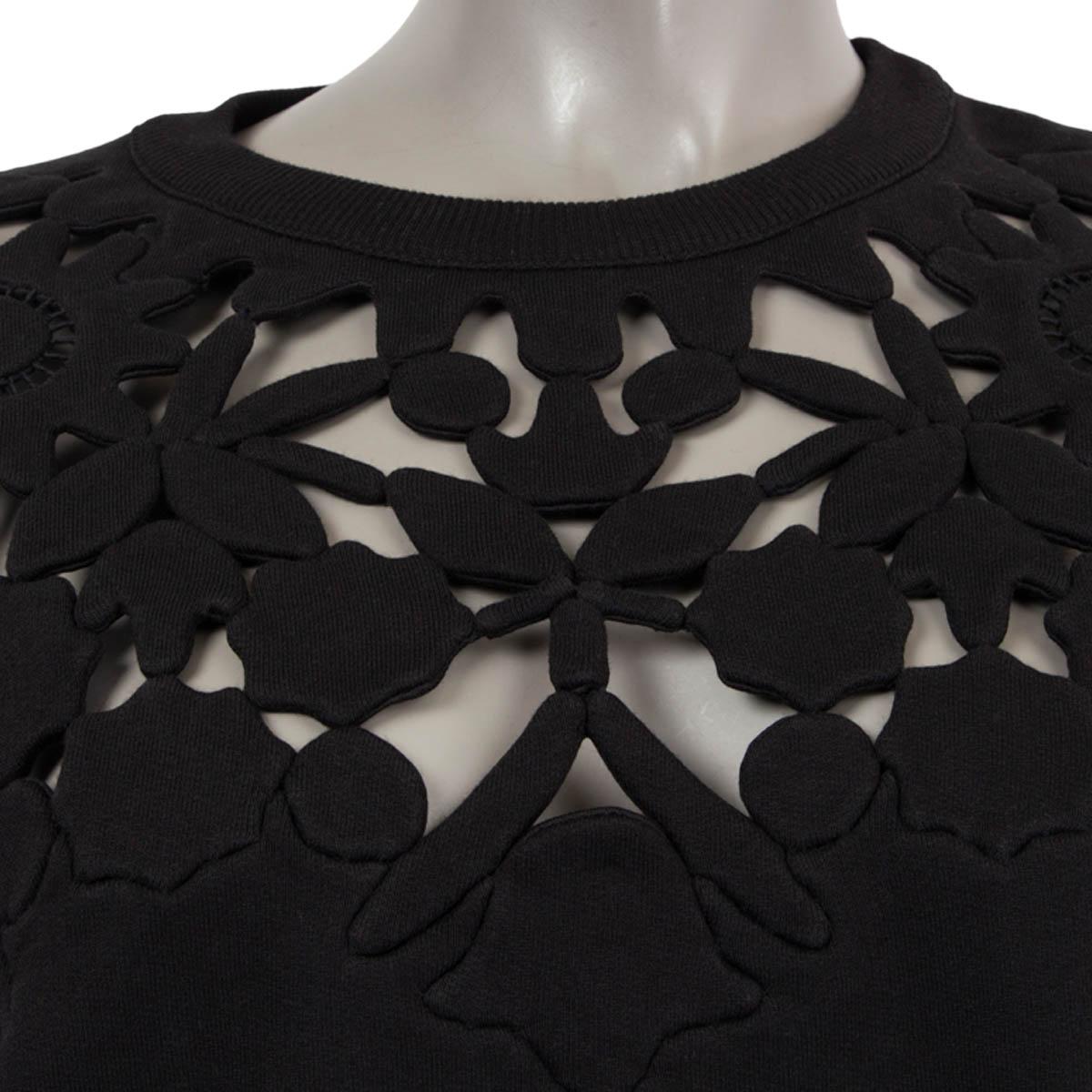 VALENTINO black cotton LASER CUT OVERSIZED Crewneck Sweater XS For Sale 1