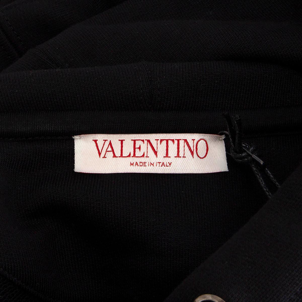 VALENTINO black cotton VACCINATED HOODIE Sweatshirt Sweater L In Excellent Condition In Zürich, CH