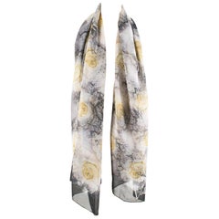Valentino Black & Cream Floral Lace Print Scarf