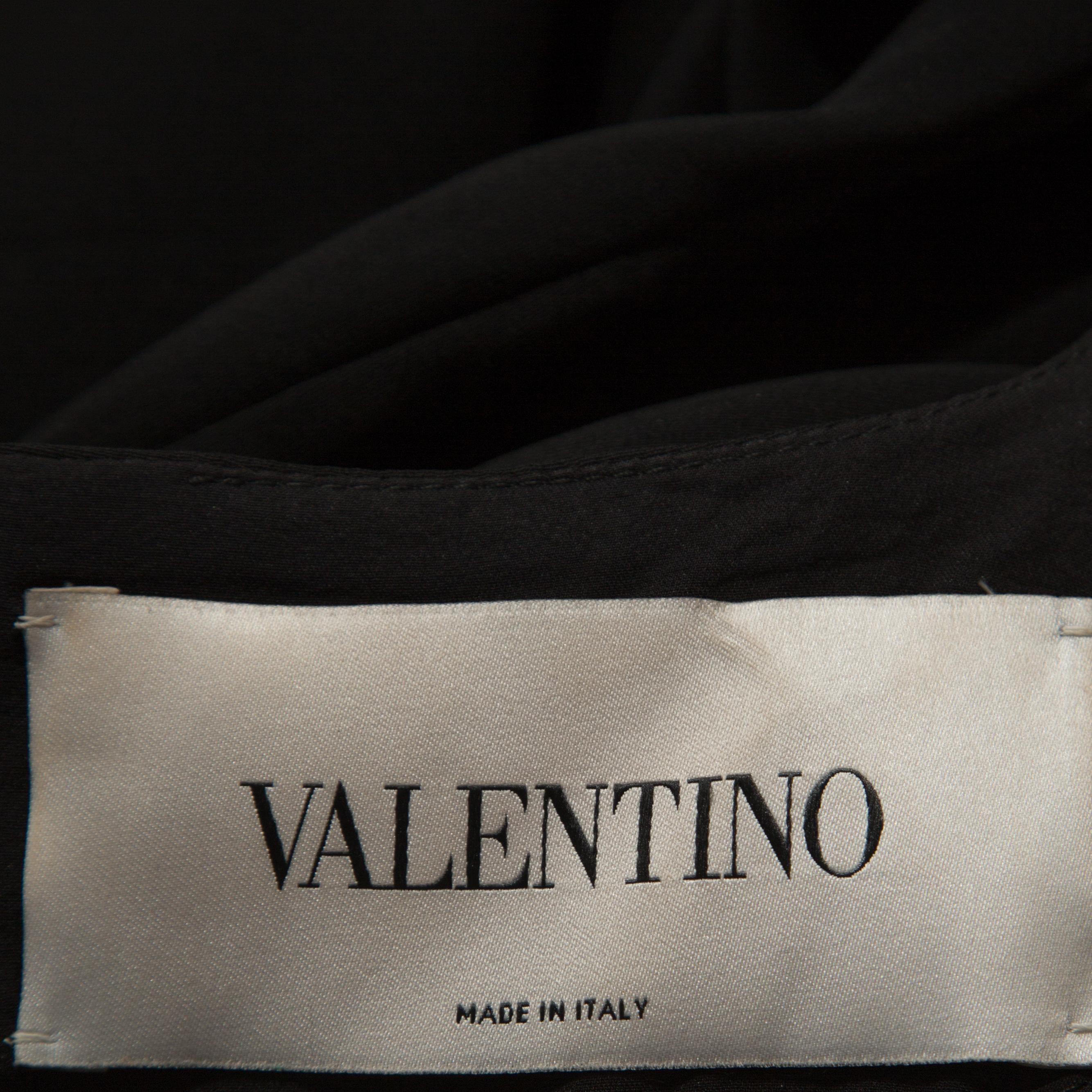 Valentino Black Crepe Embroidered Detail Maxi Dress L 1