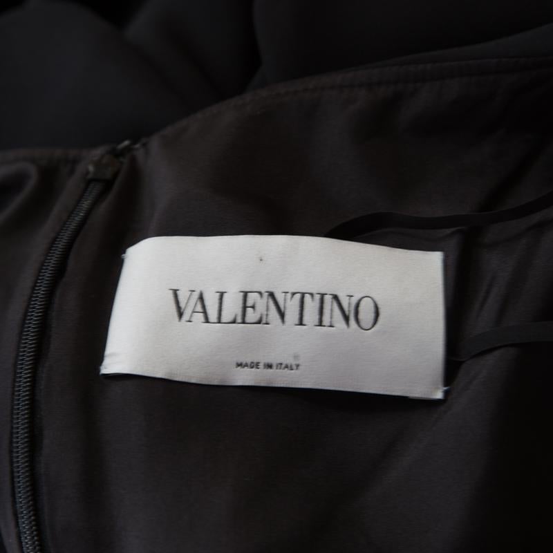 Valentino Black Crepe Silk Cape Overlay Shift Dress M For Sale 2