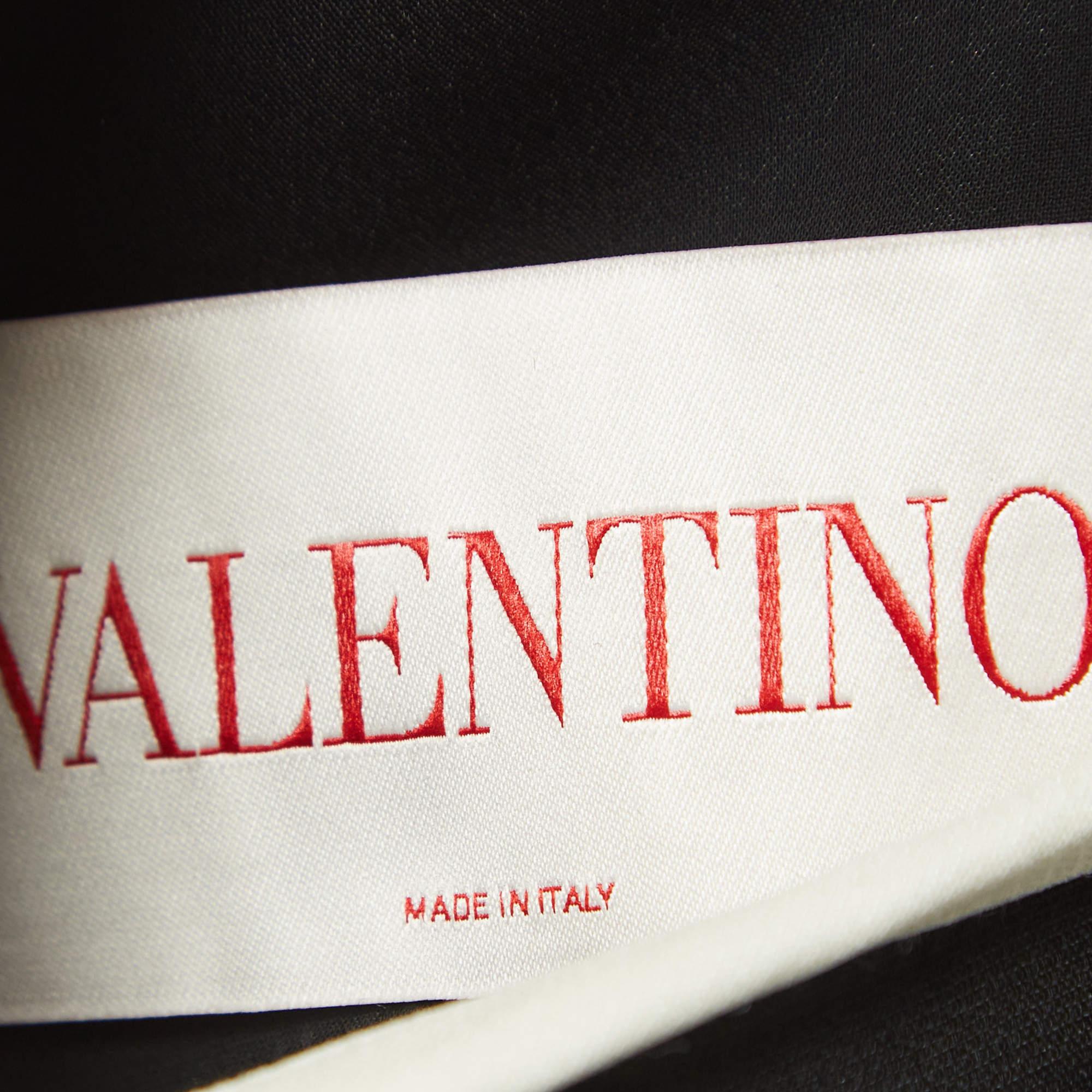 Valentino Black Crepe Stud Button Detail Couture Dress XL For Sale 2