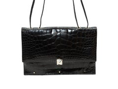 Valentino Black Crocodile Rockstud Shoulder Bag
