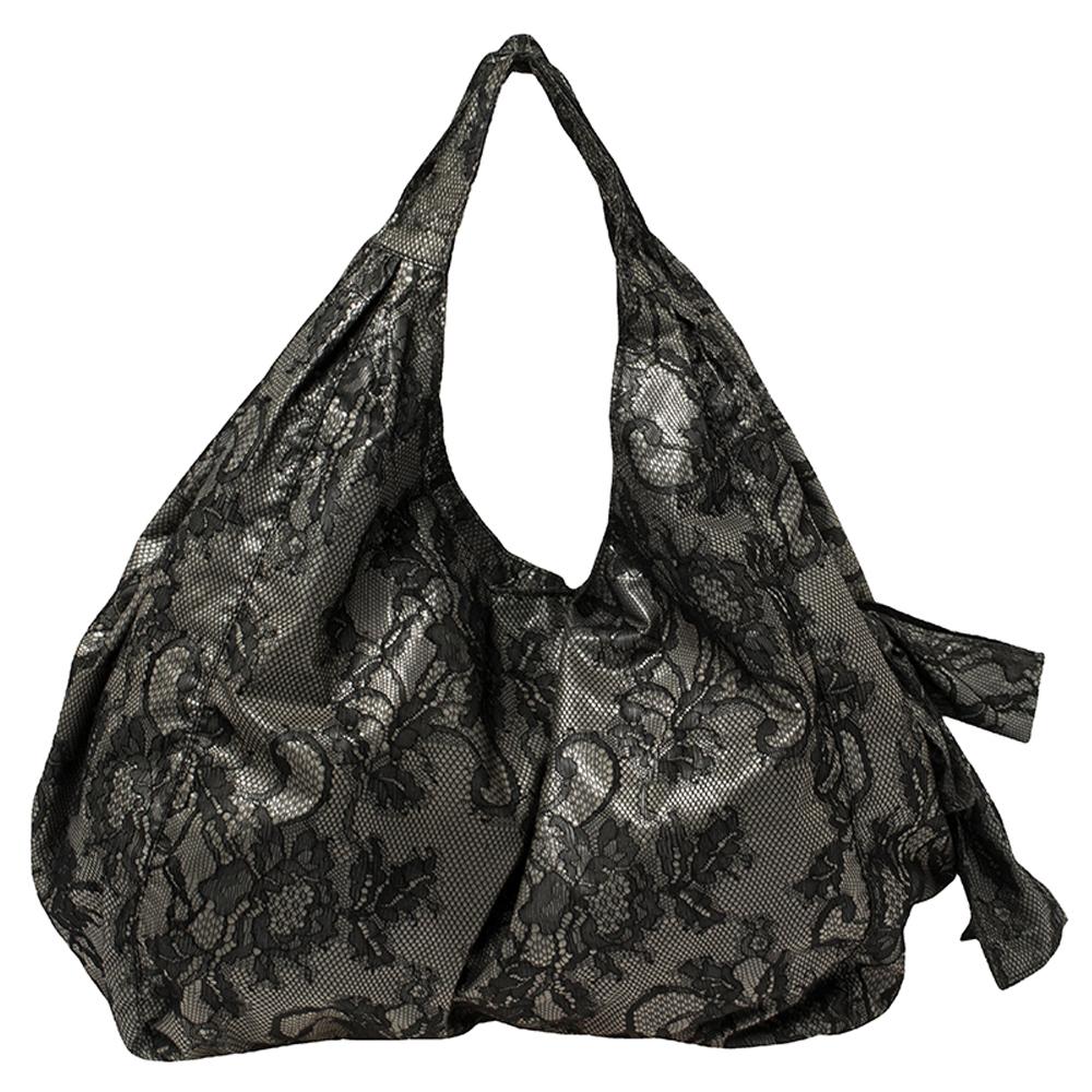 Valentino Black Day Lace Large Nuage Bow Hobo 7