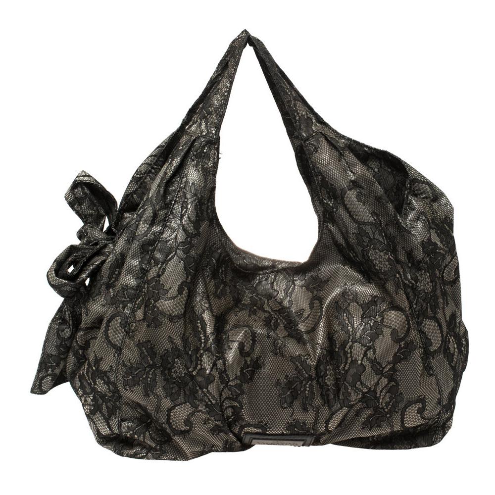 Valentino Black Day Lace Large Nuage Bow Hobo