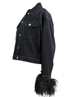 Valentino Black denim jacket feathers