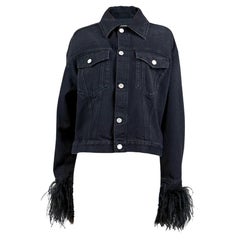 Valentino Black denim jacket feathers