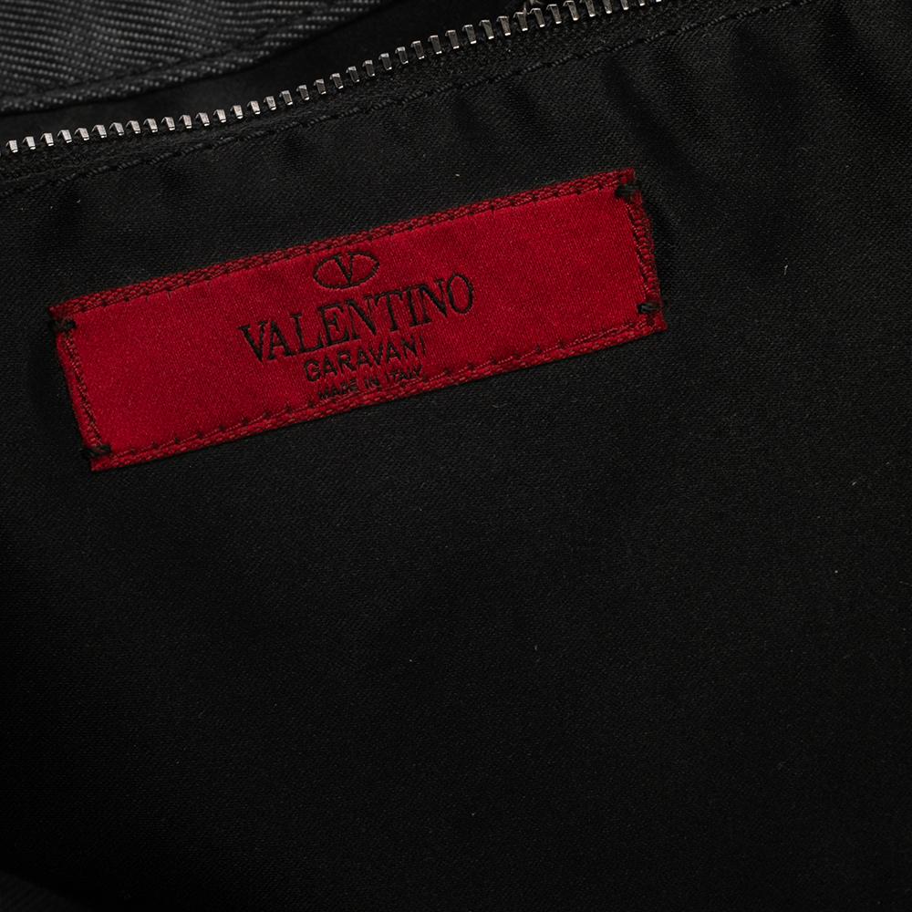 Valentino Negro Vaquero XL Petale Rosa Tote 1