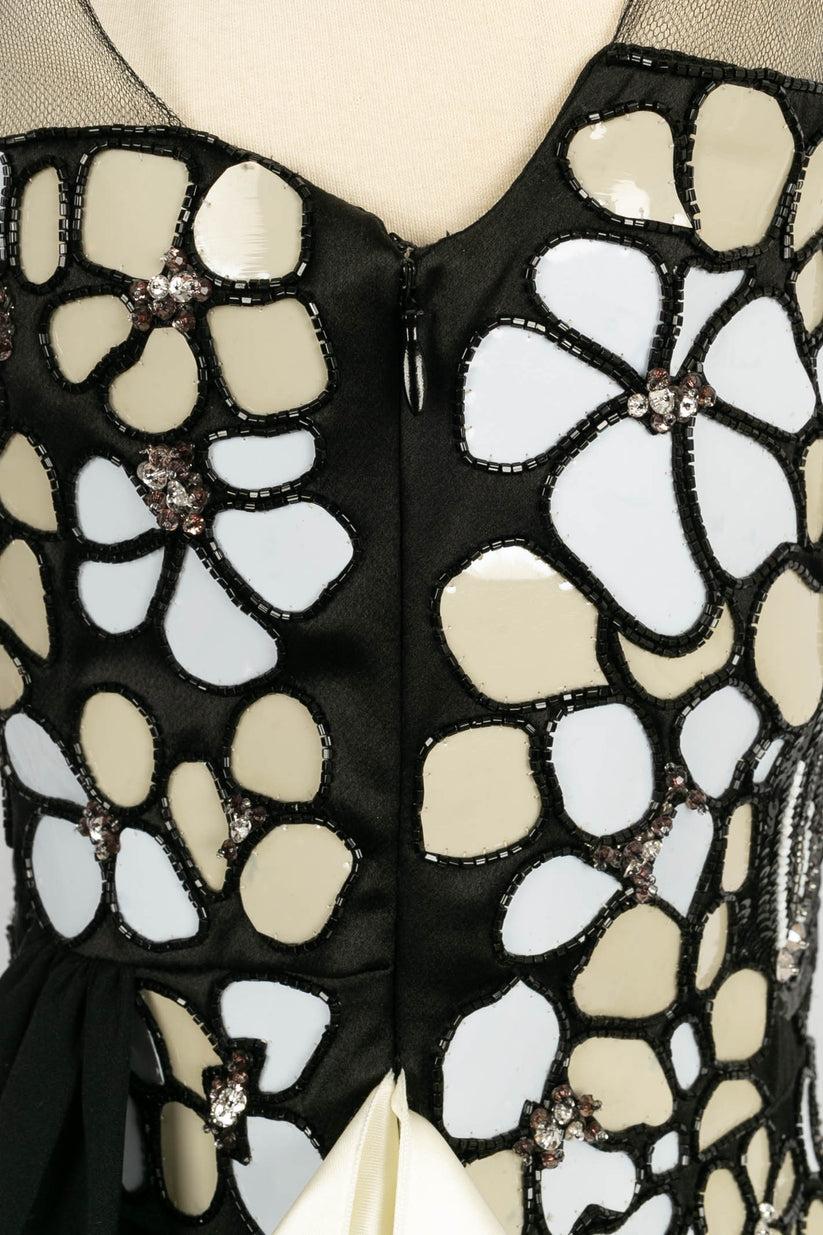 Valentino Black Dress Sewn with Beads For Sale 4