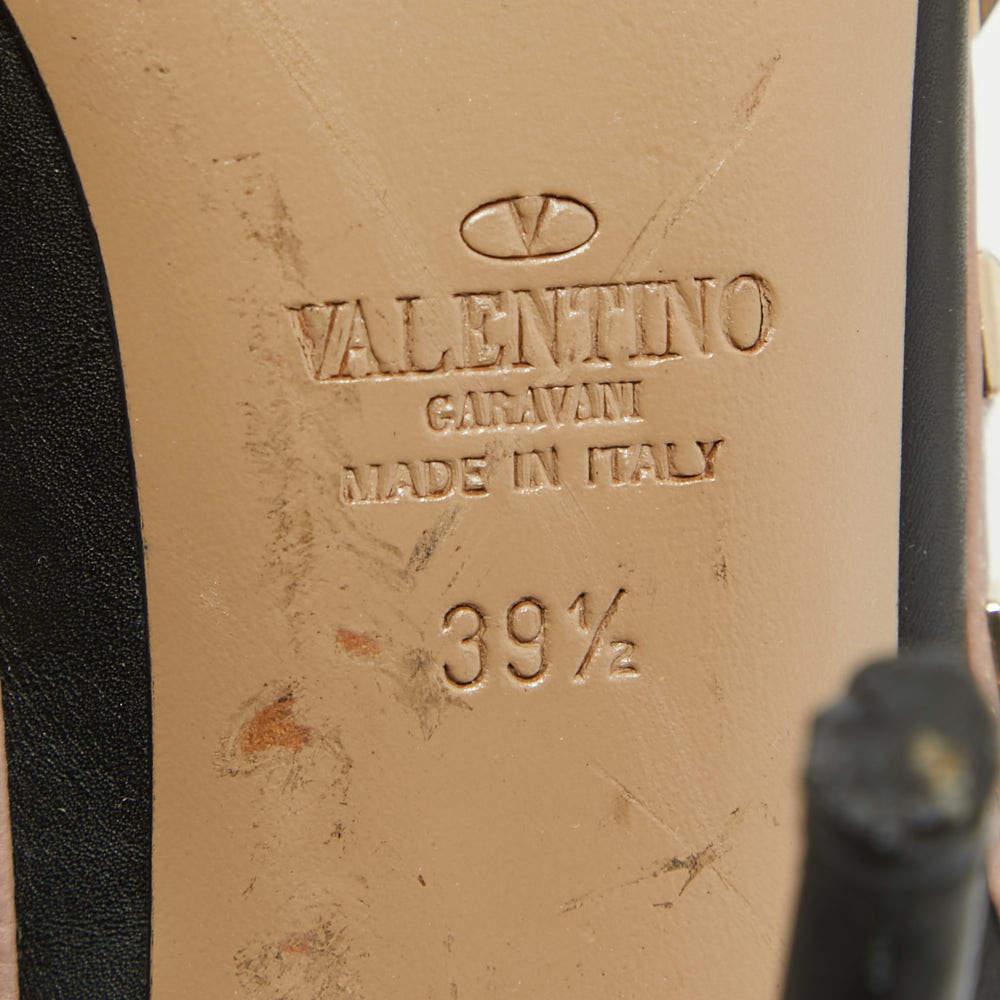 Valentino Black/Dusty Pink Leather Rockstud Ankle Strap Pumps Size 39.5 1