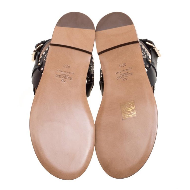 valentino flat sandals black