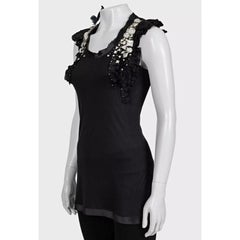 Valentino Black Embellished Viscose T-Shirt - US 4