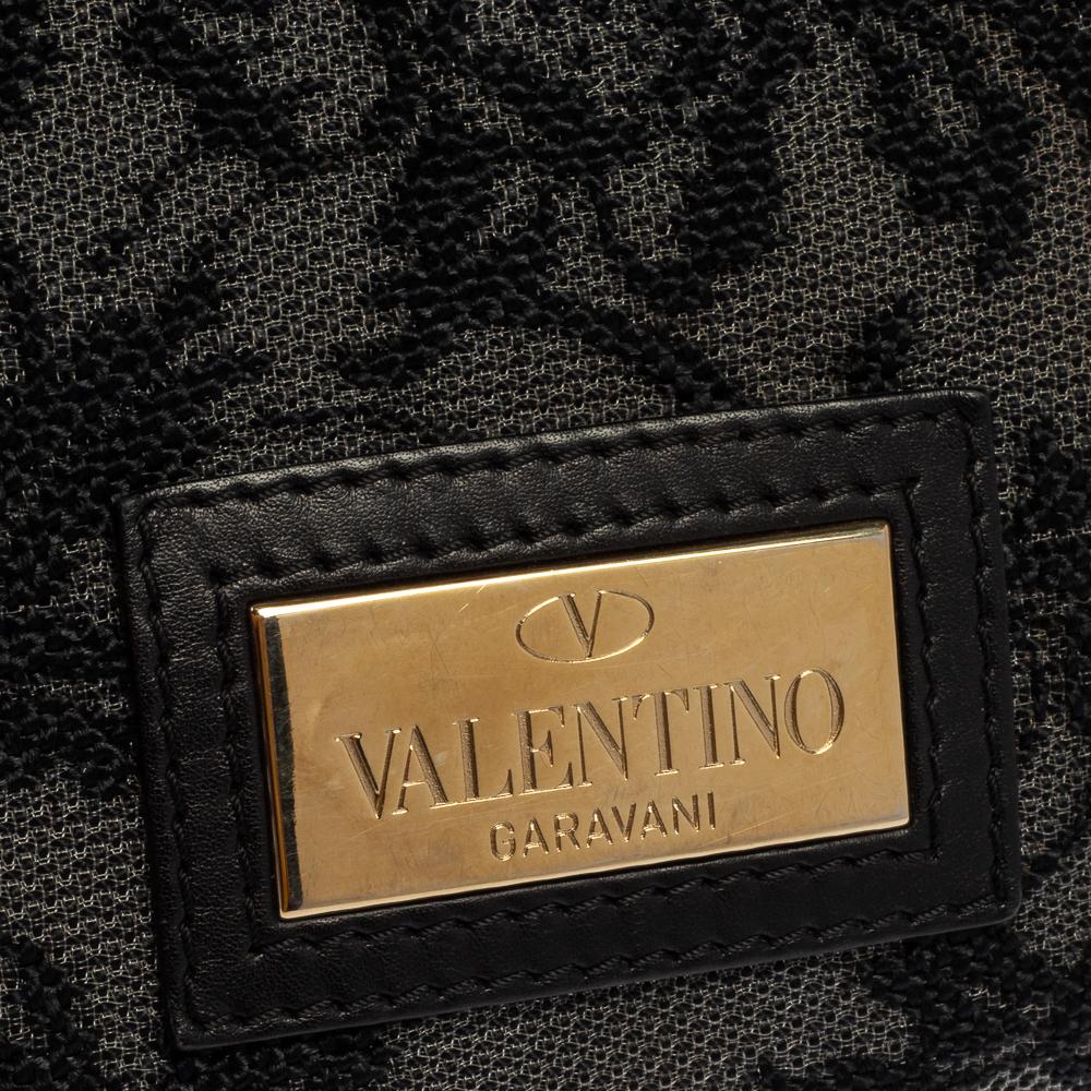 Valentino Black Embroidered Nylon Medium Nuage Bow Hobo 10