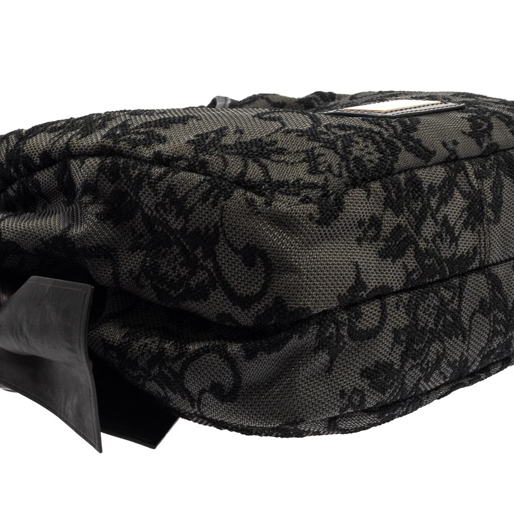 Valentino Black Embroidered Nylon Medium Nuage Bow Hobo 12