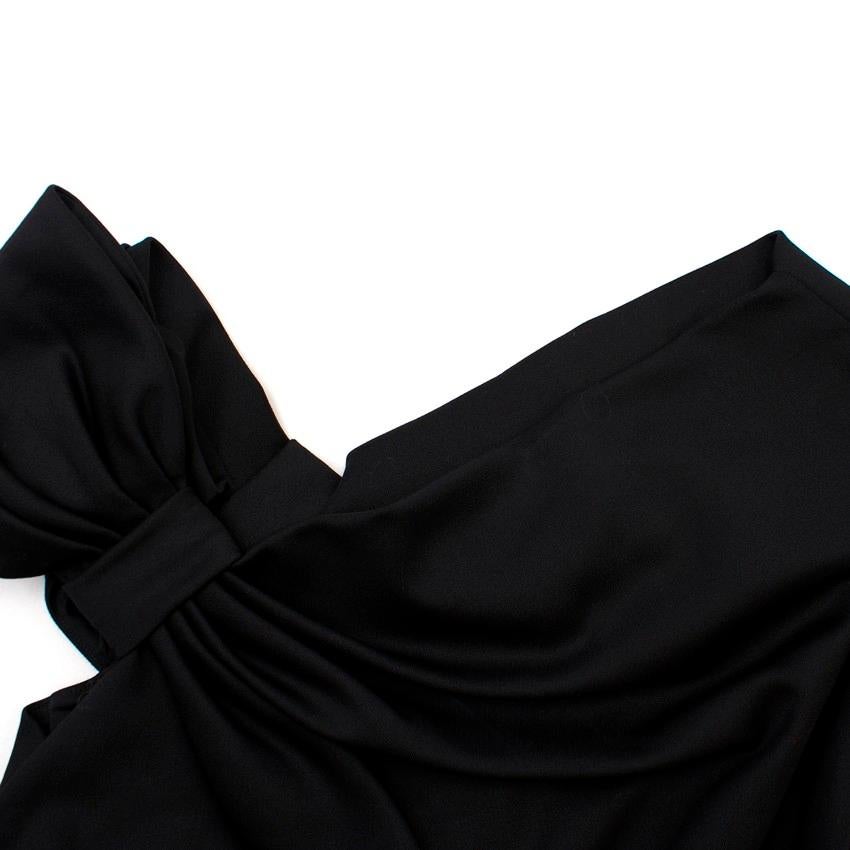 Women's Valentino Black Fitted Bow Shoulder Wool Blend Dress - Size US 8 For Sale