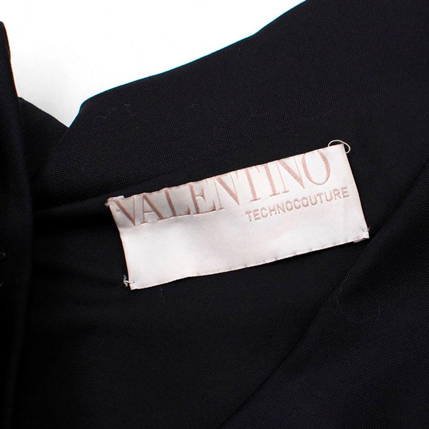 Valentino Black Fitted Bow Shoulder Wool Blend Dress - Size US 8 For Sale 1